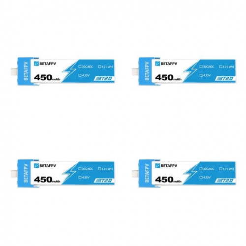Аккумуляторы BETAFPV 450mAh 1S 30C LiHV (BT2.0) (4 шт.)